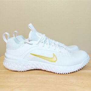 Nike Alpha Huarache 9 Elite Turf LAX Shoes FN0310-100 White Gold Men's Size 9.5